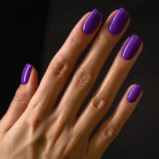 Don't Try Me 2 Long Square Purple Glossy Press On Nails