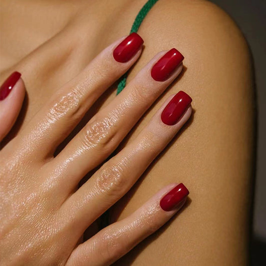 Don't Try Me Long Square Red Glossy Press On Nails