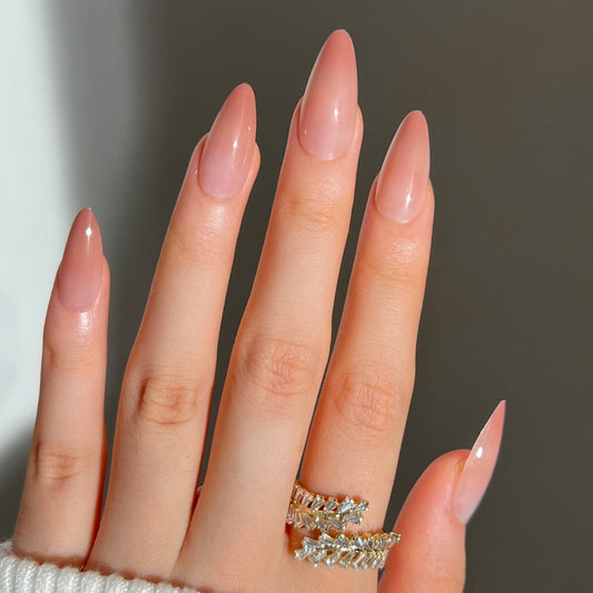 Peach Pie Long Almond Pink Summer Press On Nails
