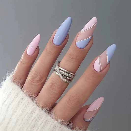 Pastel Princess Long Oval Pink Spring Press On Nails