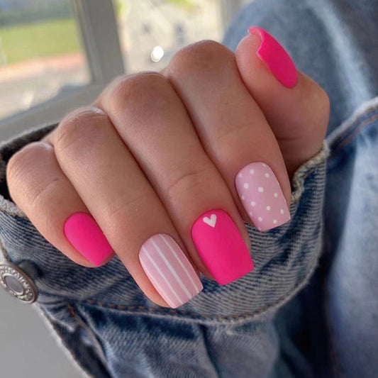 That Cute Girl Short Square Pink Spring Press On Nails