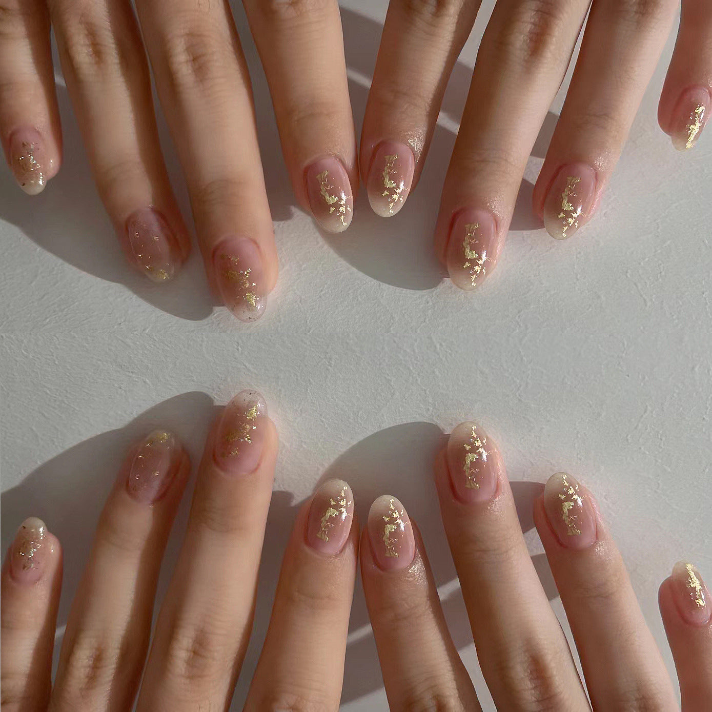 Starry Interactions Short Round Gold Glitter Press On Nails