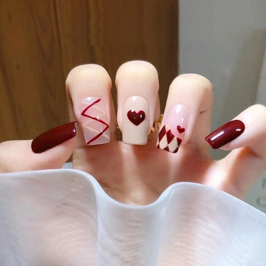 Still Alive Medium Square Red Cute Press On Nails