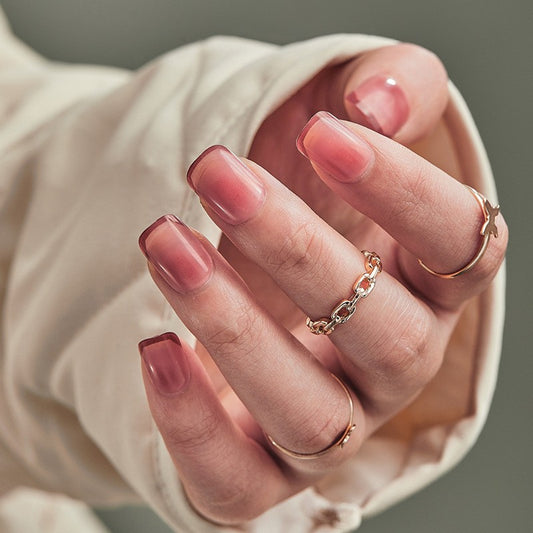 Dating Around Medium Square Pink French Tips Press On Nails