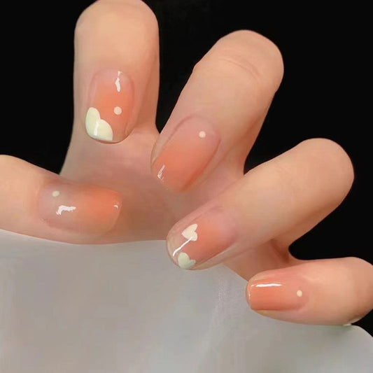 Submitted Short Squoval Pink Glossy Press On Nails