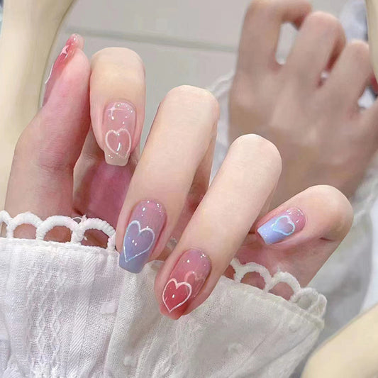 Stay In My Heart Medium Coffin Pink Jelly Press On Nails