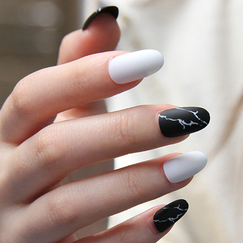 Granite Counter Medium Oval Black Marble Press On Nails – RainyRoses