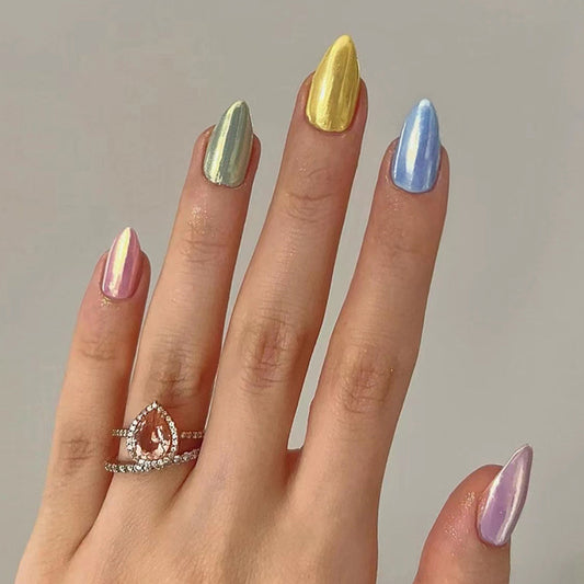 More Than Me Medium Stiletto Multicolor Glossy Press On Nails