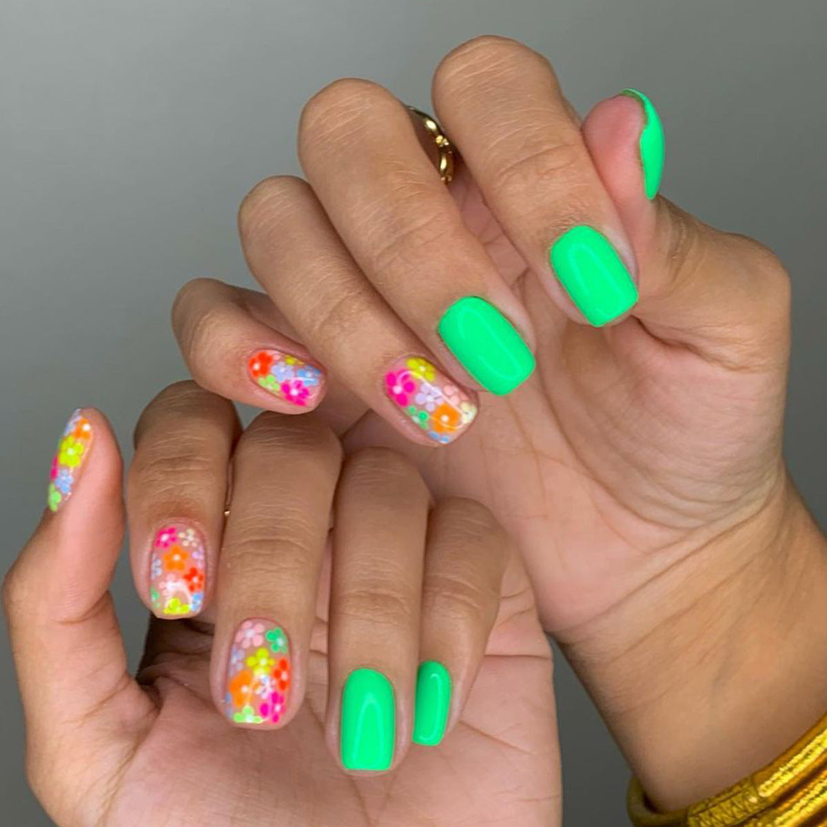 Unique Signature Short Square Multicolor Abstract Press On Nails