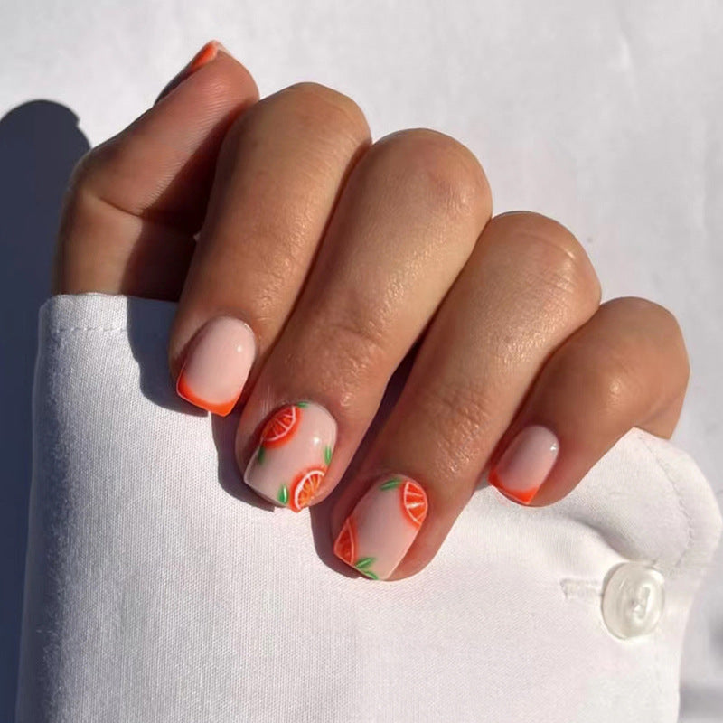 Orange Julius Short Square Orange Summer Press On Nails