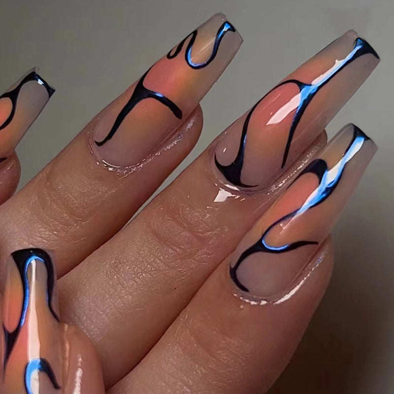 Nothing Can Do Long Coffin Silver Y2K Press On Nails