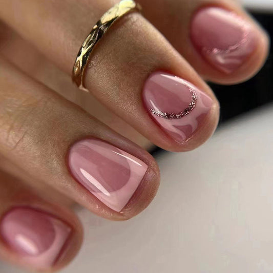 Esoteric Short Square Pink Marble Press On Nails