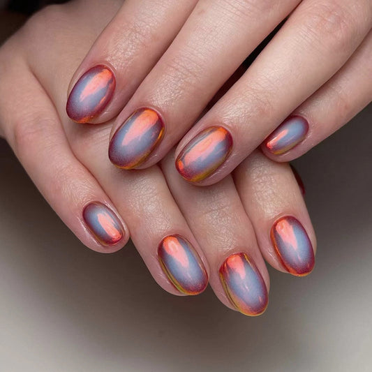 Help You Out Short Oval Multicolor Bold Press On Nails