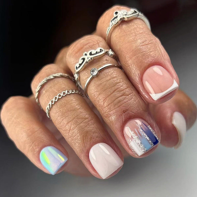 Bought It All Short Square White Glitter Press On Nails