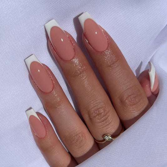 More Tips Medium Coffin White French Tips Press On Nails