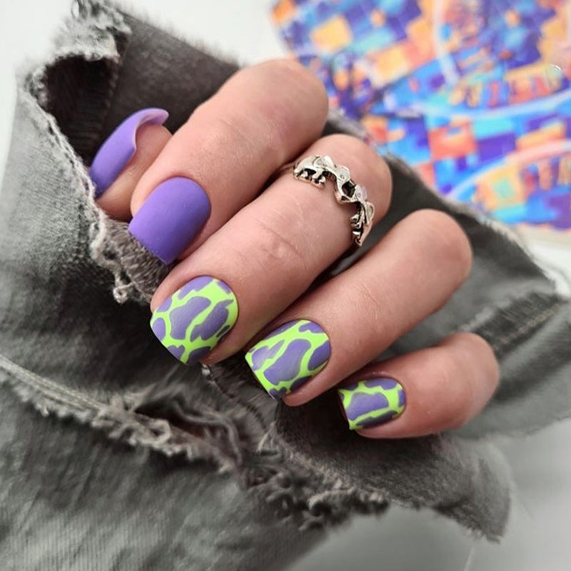 Boogie Man Short Square Purple Halloween Press On Nails