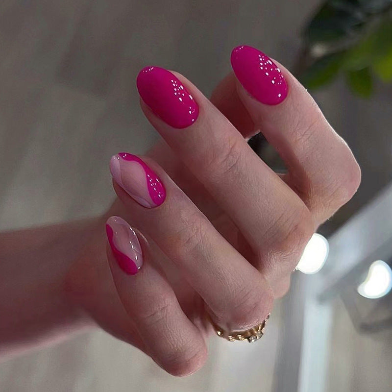 Ready To Go Medium Oval Pink Glossy Press On Nails