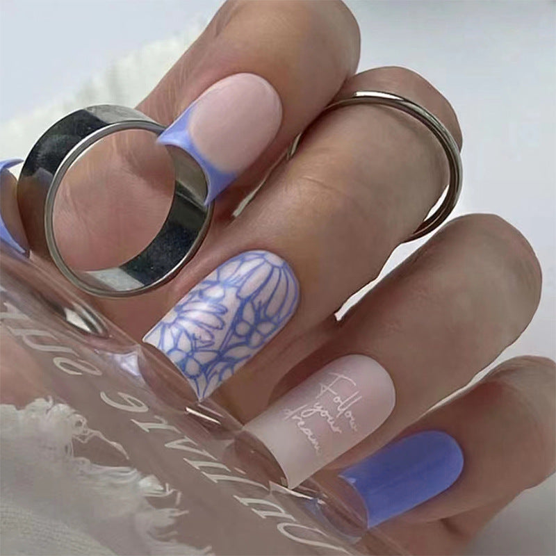 Follow Your Dreams Long Square Purple Bold Press On Nails