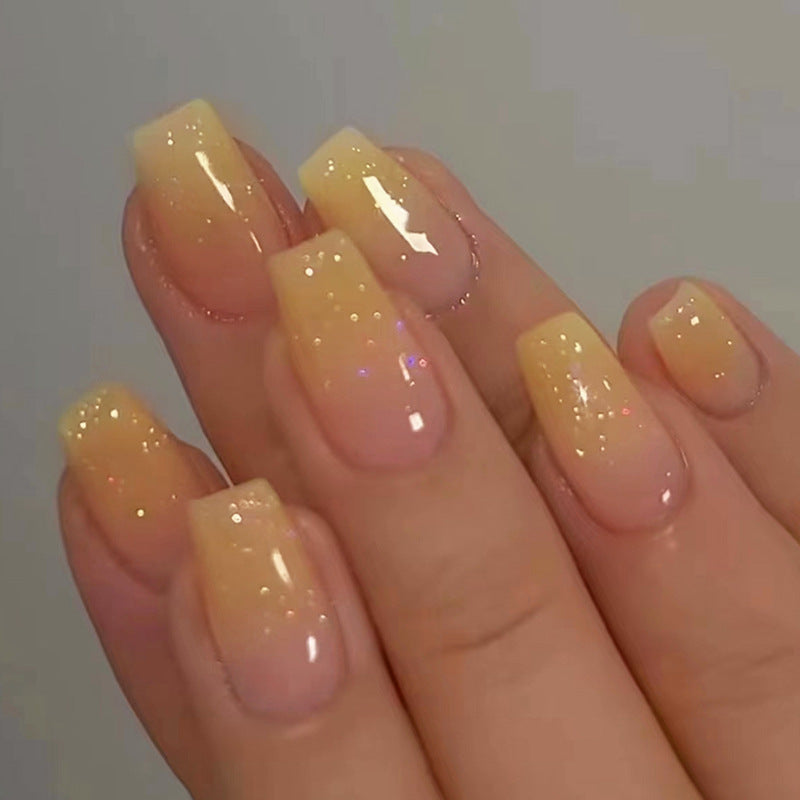The Beauty Tip Medium Coffin Yellow Glossy Press On Nails