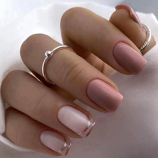 A Goddess Is Born Medium Square Pink Matte Press On Nails