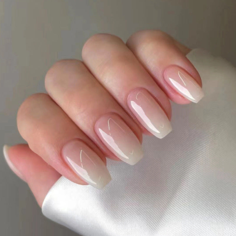 Slightly Pearl Medium Coffin White Everyday Press On Nails