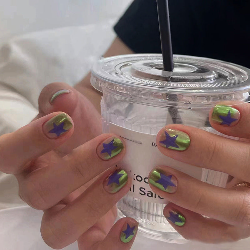 Expensive Okay Short Squoval Green Bold Press On Nails