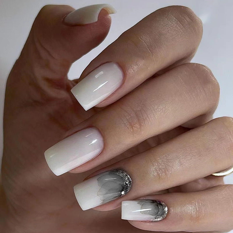 Simple Winds Long Square White Everyday Press On Nails