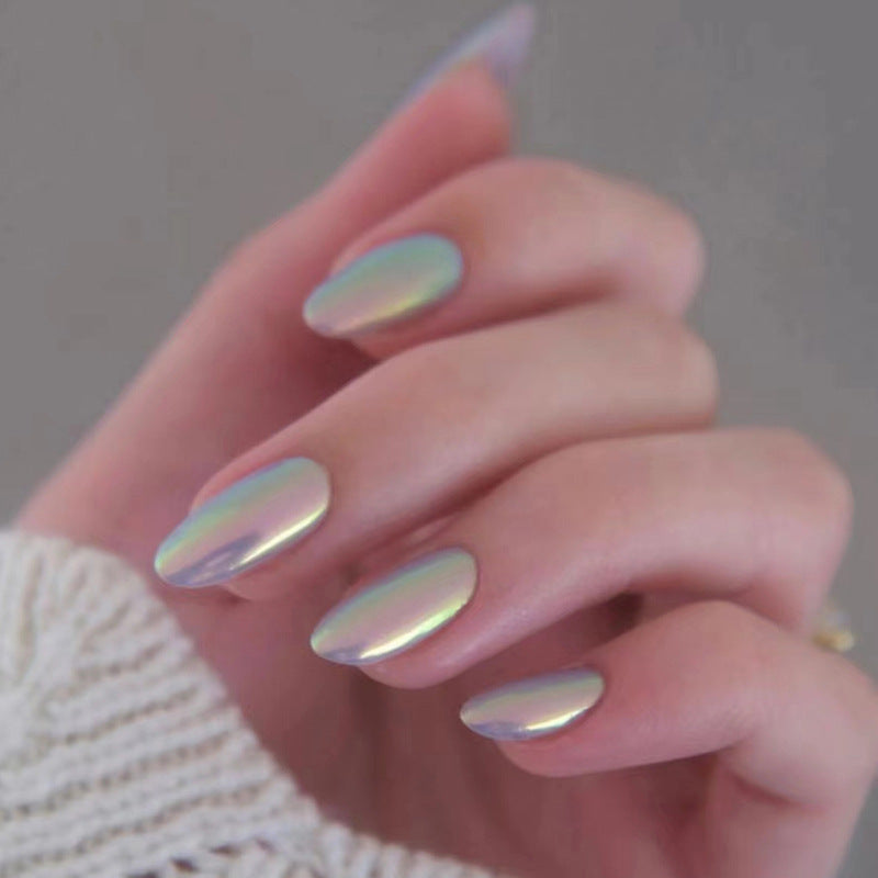 Reflective Thoughts Medium Almond Multicolor Y2K Press On Nails