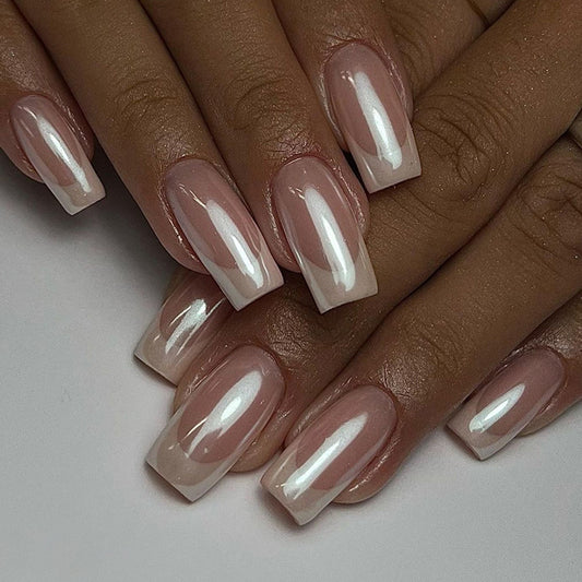 To The Point Long Square Pink Glossy Press On Nails
