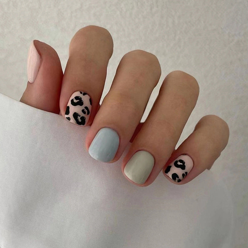 Cat Attack Summer Short Square Multicolor Leopard Press On Nails