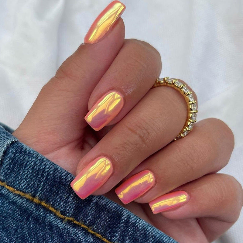 Normally Made Medium Square Pink Glossy Press On Nails