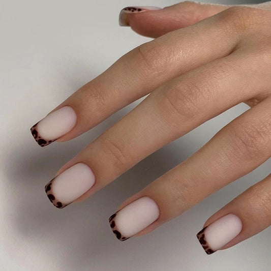 Dress It Up Medium Square Beige Leopard Press On Nails