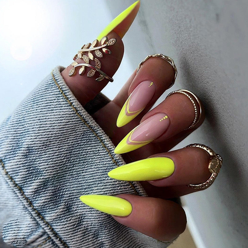 Get Creative Long Oval Green Bold Press On Nails
