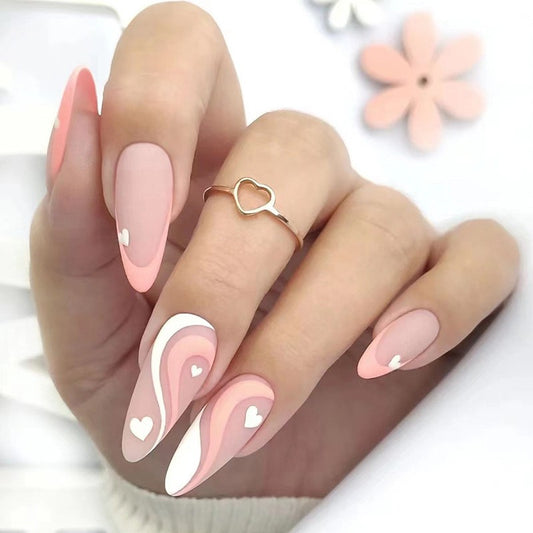 Beautiful Day Long Almond Pink Matte Press On Nails