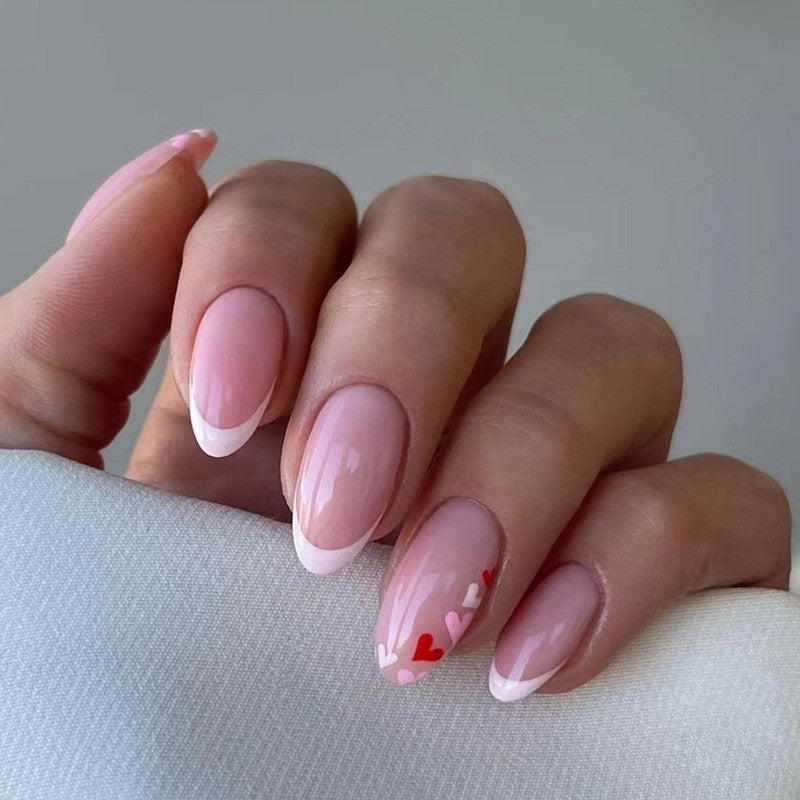 Lovely Gown Short Almond White French Tips Press On Nails