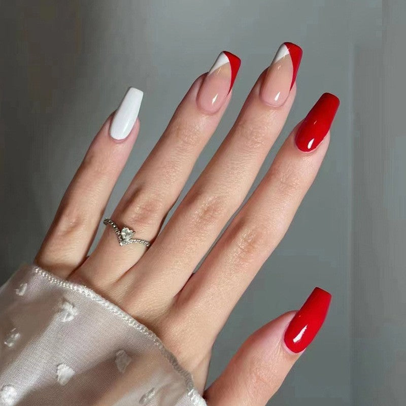 Absolutely Classic Medium Square Red Glossy Press On Nails