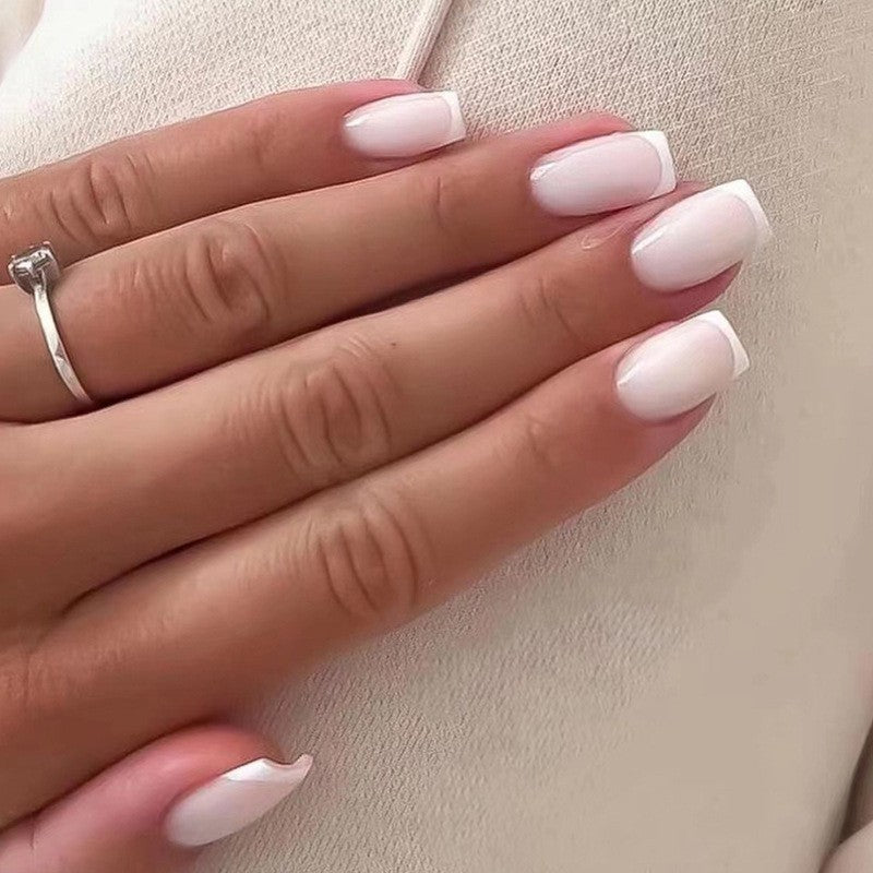 The Perfect Matrimony Short Square White French Tips Press On Nails