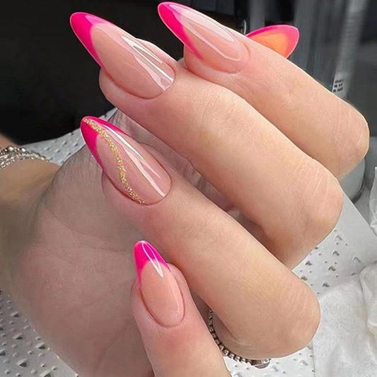 Don't Say It Long Almond Pink French Tips Press On Nails