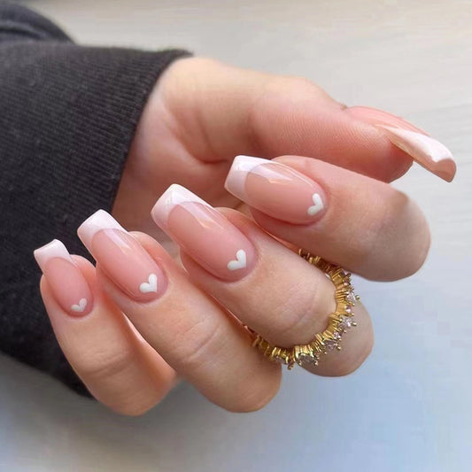 Feeling Good Medium Square White French Tips Press On Nails