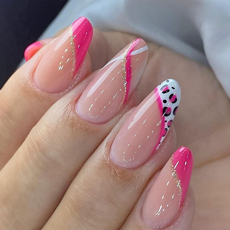 Imagine Me Medium Oval Pink Leopard Press On Nails
