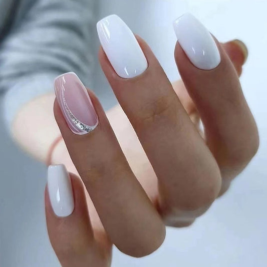 The Perfect Wedding Medium Coffin White Everyday Press On Nails