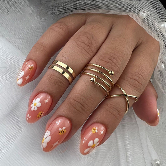 Favorite Spring Song Medium Oval Pink Cute Press On Nails