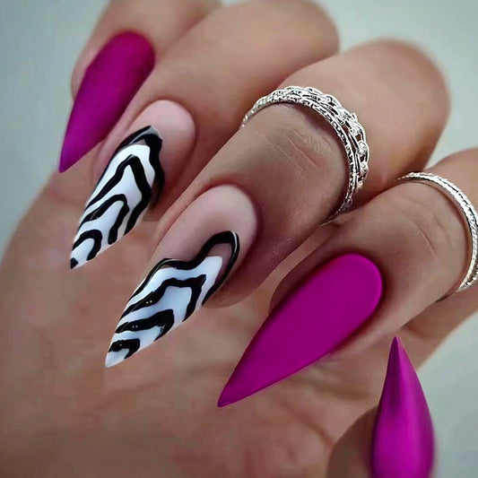 No Backing Down Long Stiletto Purple Bold Press On Nails