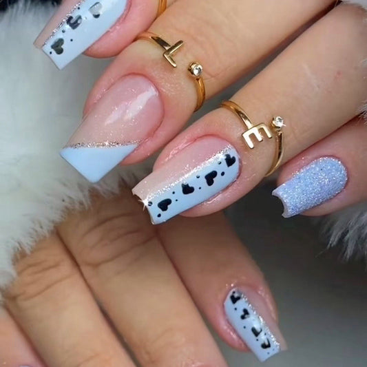 Function With You Medium Square Blue Everyday Press On Nails