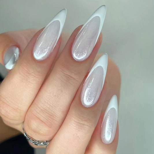 Arch Enemy Long Stiletto Silver Glitter Press On Nails