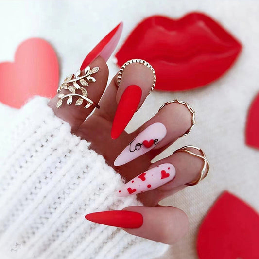 Love Is In The Air Long Stiletto Pink Valentine's Day Press On Nails