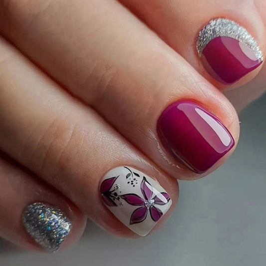Tahiti Short Square Purple Vacation Press On Nails