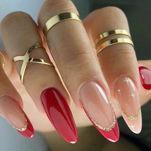 See It Long Oval Red Glossy Press On Nails