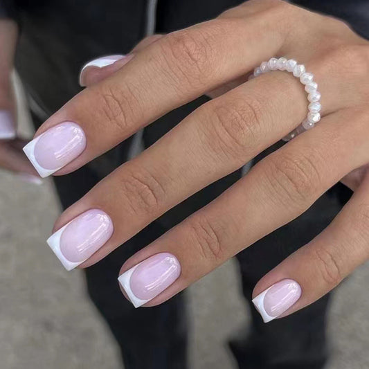 Average Tuesday Medium Square Pink French Tips Press On Nails
