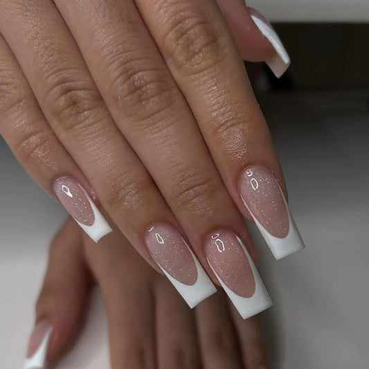 Made My Day Long Square Pink Glitter Press On Nails